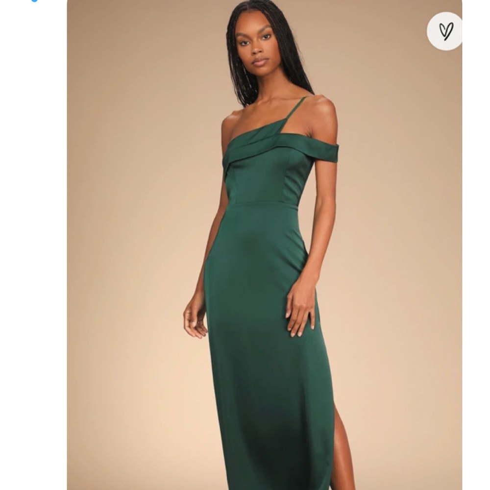 Lulus Asymmetrical Emerald Green Maxi Dress